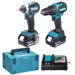 Set scule Makita DLX2537TJ 18V, DHP490 + DTD153, 2x5.0Ah, brushless, in MAKPAC