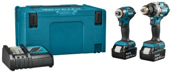 Makita DLX2528TJ — Set combo LXT 18V: masina de insurubat cu impact DTD173 + bormasina cu percutie DHP489 + 2 acumulatori 5Ah + incarcator + valiza Makpac - imagine 3