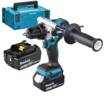 Masina de gaurit si insurubat cu percutie Makita DHP492RTJ 18V, 141 Nm, 2x5.0Ah, brushless, in MAKPAC