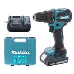 Masina de gaurit si insurubat cu percutie Makita DHP490WVE 18V, 50 Nm, 2x2.0Ah, brushless, in valiza